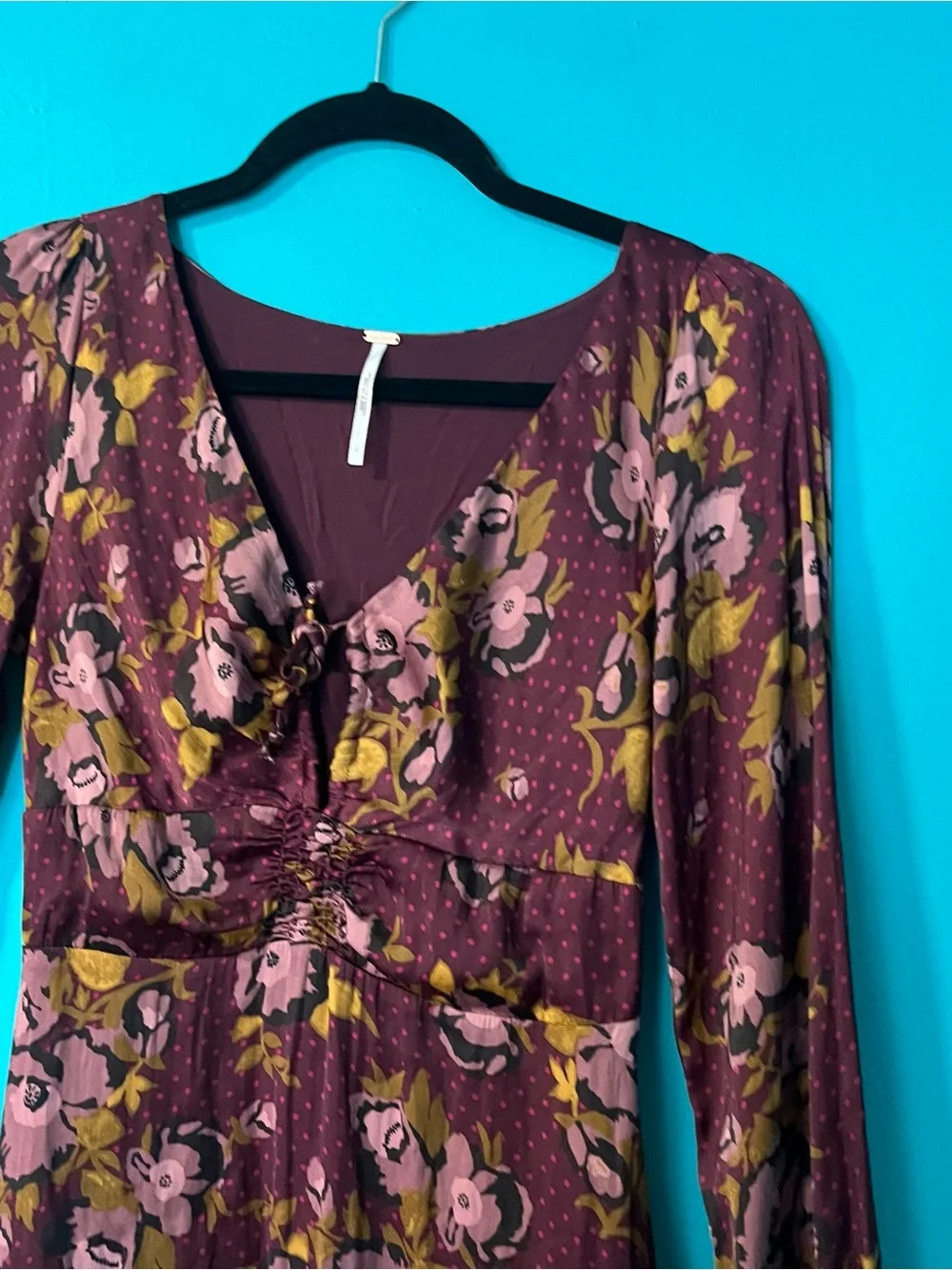 Free People 2 Morning Light Floral Print Satin Mini Dress